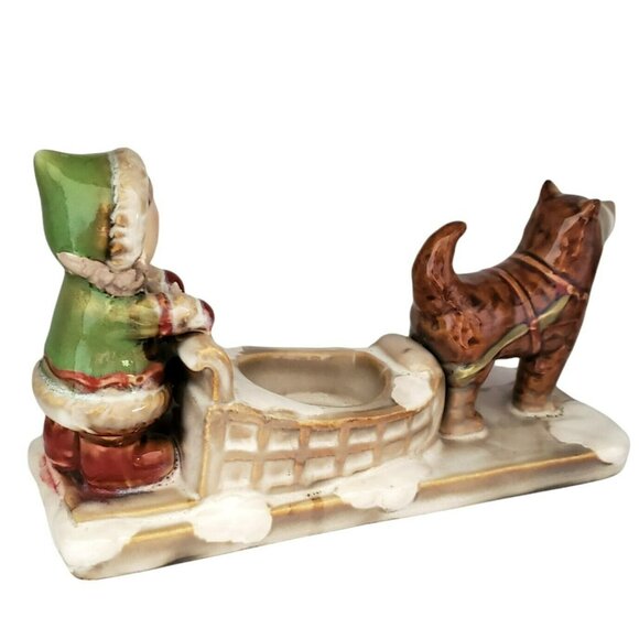 Yankee Candle Eskimo Husky Tealight Holder Votive Dog Sled Girl Snow Holiday - Picture 6 of 15